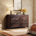 Brown Farmhouse 53InchWide 6Drawer Dresser With RusticHandles