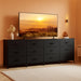 75.5'' Black Dresser for Bedroom, TV Stand for 85, 80, 75, 65 Inch TV, 12 Drawer Long Fabric Dresser with Wood Top, Wide Entertainment Center Storage Chest for Living Room, Closet