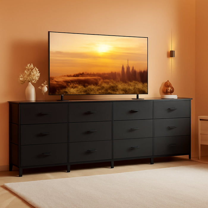 black dresser long Winston Porter 10-Drawer with Charging Station for Bedroom Not only can this large chest of drawers with 7 deep and wide drawers store clothing Ashley Maribel Black Dresser