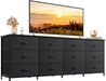 75.5'' Black Dresser for Bedroom, TV Stand for 85, 80, 75, 65 Inch TV, 12 Drawer Long Fabric Dresser with Wood Top, Wide Entertainment Center Storage Chest for Living Room, Closet