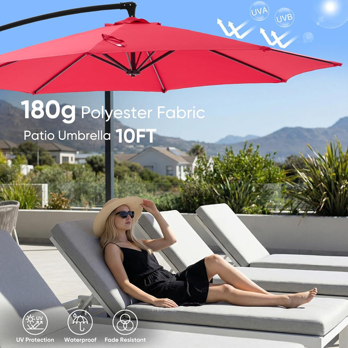 10FT Patio Umbrella, Cantilever Umbrella, UV Protection