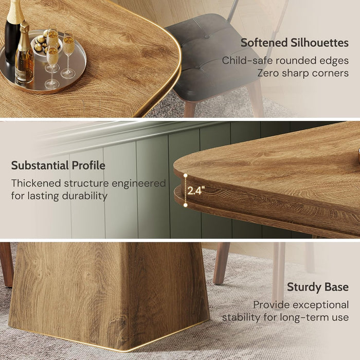 Natural Walnut Wood Farmhouse Dining Table Pedestal