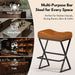 Counter Height Bar Stools Set of 2, Backless 26" Saddle Barstools, Brown
