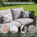 Outdoor Patio Furniture Set with 44'' Fire Pit Table, 7 Pcs Outdoor Sectional with 4In Thicken Cushion, Widen Armrests Wicker for Backyard, Grey
