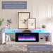 Fireplace TV Stand with 36" Fireplace, 70" Modern Fireplace Entertainment Center LED Lights, 2 Tier TV Console Cabinet for Tvs up to 80", Ivory White