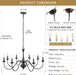 Black Chandelier for Dining Room Light Fixture Hanging 8 Light Modern Farmhouse Chandelier Rustic Vintage Candle Pendant Lighting Fixtures Ceiling for Kitchen Island Foyer Entryway Living Room Bedroom