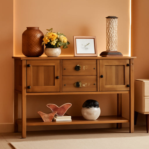 Brown Rustic Wood Sideboard 46Inch Storage Cabinet