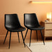 Dining Chairs Set of 2 Mid Century Modern Dining Room Chairs Faux Leather Upholstered Kitchen Chairs with Metal Legs for Kitchen Dining Room, Black
