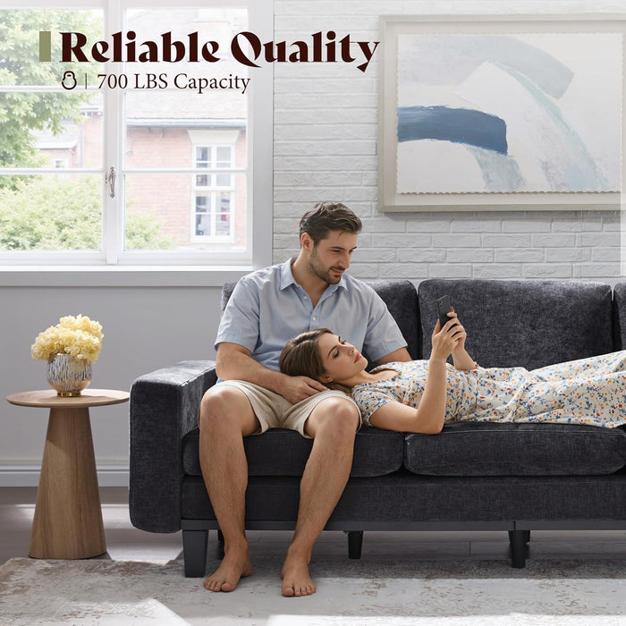 Grey Chenille 74.8 Inch Luxurious Contemporary Sofa