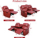 Manual Leather Recliner Sofa Set for Living Room Furniture Set,Leather Recliner Couch Set for Home/Office,Leather Reclining Sofa Set for 3-Pieces(Sofa+Loveseat+Chair) Red