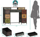Dresser for Bedroom with 9 Drawers & 2 Open Shelves, Fabric Storage Cabinet, Chest of Drawers, Long Dresser for Closet, Wooden Top & Metal Frame, Pattern