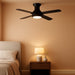 42 Inch Ceiling Fans with Lights,3 Blades,6Cct, Low Profile Ceiling Fan with Light and Remote Control,Ceiling Fan for Bedroom, Kitchen,Indoor/Outdoor Use,Flush Mount-Black