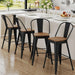 Metal Bar Stools Set of 4, 30" Bar Height with High Backs, Black | Matte Black Metal Frame Barstools, Modern Farmhouse High-Back Bar Chairs, Larger Seat for Kitchen and Dining Islands