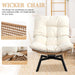 Swivel Wicker Chair PE Rattan Chair with Cushion, Oversized Patio Lounge Chair for Outdoor, Indoor, Balcony, Backyard, Garden, Living Room, Beige
