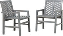 2 Piece Outdoor Patio Chevron Wood Chair Set All Weather Backyard Conversation Garden Poolside Balcony, Set of 2, Grey