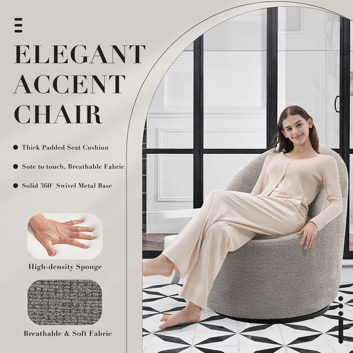 Light Grey ThreeSixty Swivel Armchair Hidden Storage