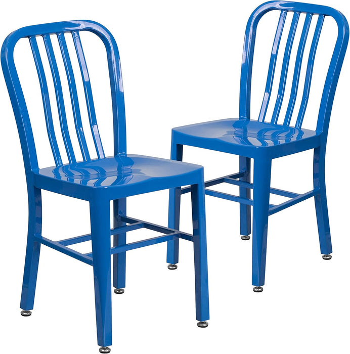 Gael Commercial Grade 2 Pack Blue Metal Indoor-Outdoor Chair