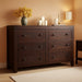 Brown Farmhouse 53InchWide 6Drawer Dresser With RusticHandles