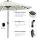 Durable Solar Led Patio Umbrellas with 32LED Lights 9FT (Light Beige)