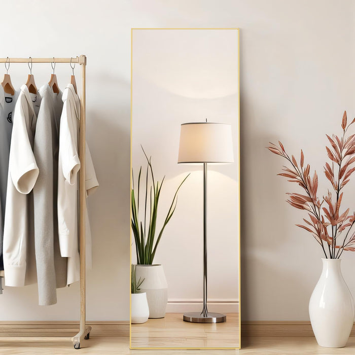 Mirror Full Length, Upgraded 16"X59" Body Wall Mirrors with Shatter-Proof Glass, Floor Standing, Hanging or Leaning, Tall Mirror with Stand Aluminum Alloy Frame for Bedroom Cloakroom