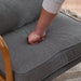 Gray Linen Upholstered MidCentury Chair With Pillow
