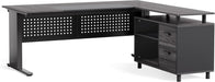 Large Computer Desk with File Cabinet, 63 Inch Executive Desk L Shaped Office Desk with Drawers and Storage Shelves, Business Furniture Desk Workstation for Home Office