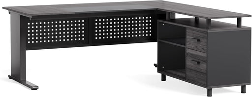 Large Computer Desk with File Cabinet, 63 Inch Executive Desk L Shaped Office Desk with Drawers and Storage Shelves, Business Furniture Desk Workstation for Home Office