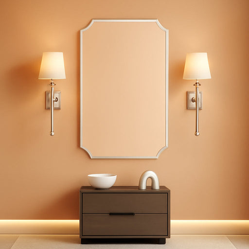Silver Wall Mirror-Beveled Edge Frameless Mirror for Bathroom, Vanity, Bedroom, Rectangle Mirrors （32X24Inch）