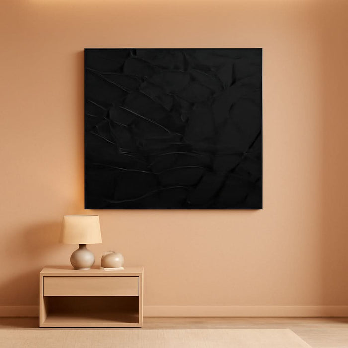 Large Hand Painting 3D Textured Canvas Wall Art for Living Room, Neutral Abstract Black Minimalismt Painting Handmade Picture Artwork Wall-Decor for Bedroom Office, Size 40X20 Inches