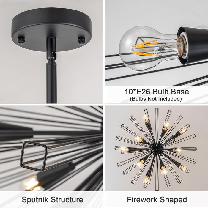 Black 33 Inch Sputnik Chandelier Contemporary Dining