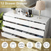 White 12 Drawer Dresser for Bedroom,Modern Long Deep Drawer Dresser,Wood Storage Chest of Drawer, Storage Organizer Drawers for Living Room