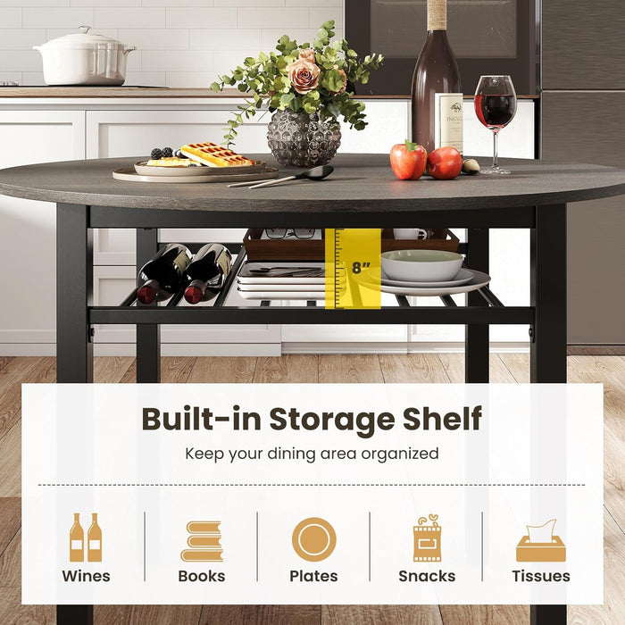 FortyInch Round Dining Table With StorageShelf Gray