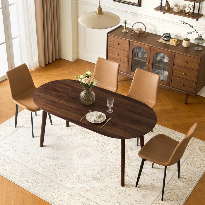 63" Oval Dining Room Table for 4-6 | Modern Wooden Dining Table, Solid Wood Legs, Kitchen Table, Dining Room, Office, Living Room, Walnut