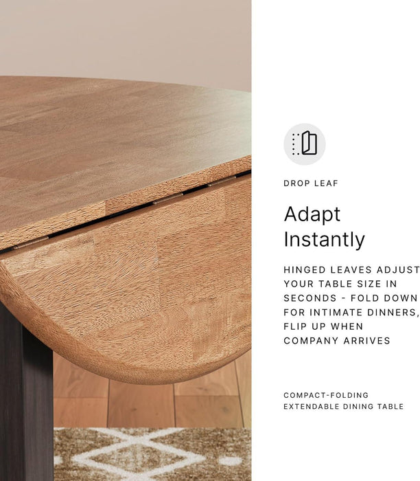 Shullden Casual round Dining Small Drop Leaf Table, Seats up to 4, Gray