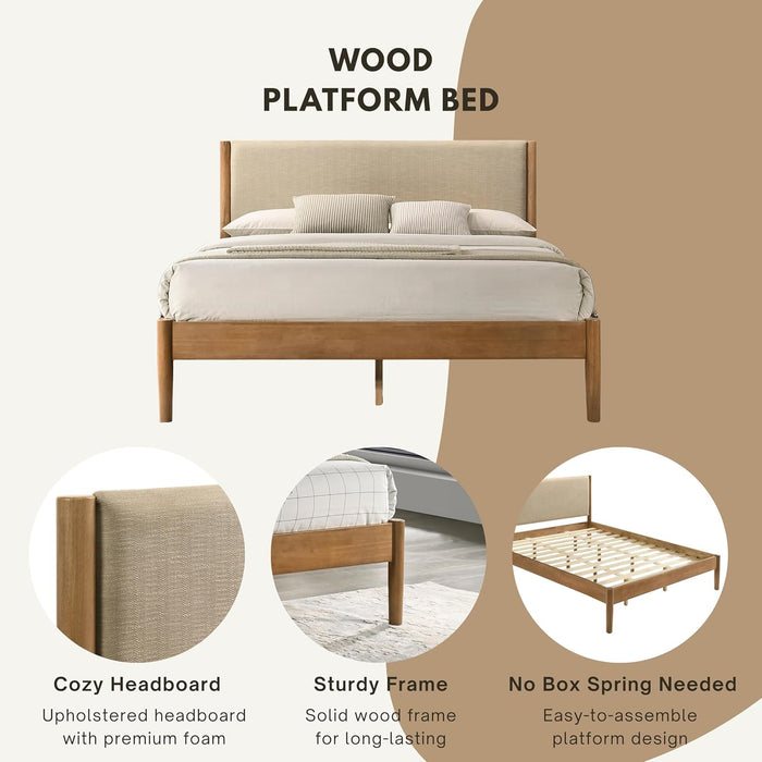 Vichy Rubberwood Platform Bed in Light Walnut, King
