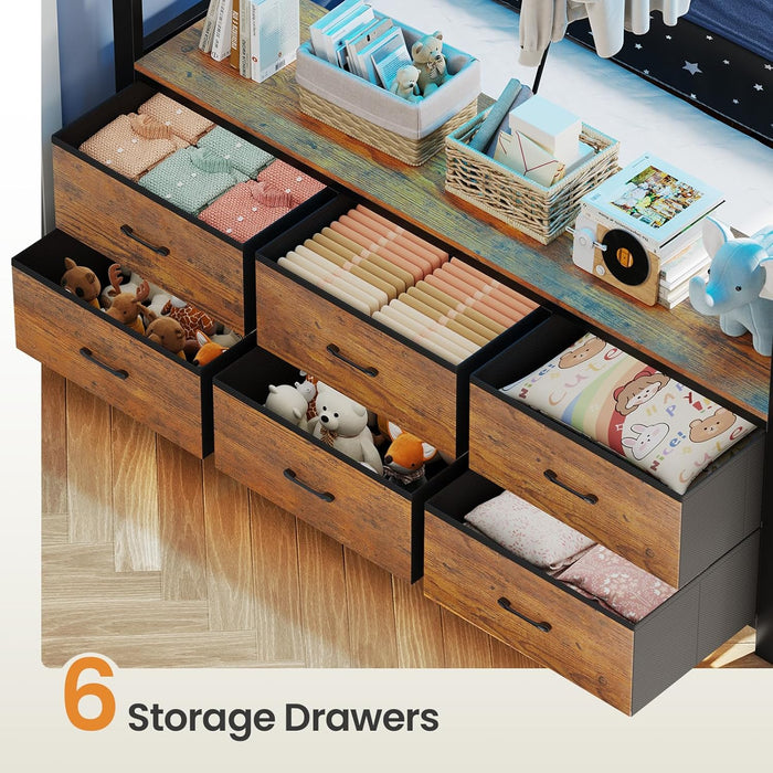 Rustic Brown UltraDurable FullOverFull Bunk Bed System