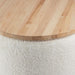 Storage Ottoman - Teddy Fabric Upholstered Ottoman with Wood Top for Living Room, Dorm, or Apartment - Ottomans with Storage (Cream)