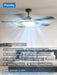 Ceiling Fans with Lights, 52 Inch Sleek Ceiling Fan with Light and Remote Control, 3CCT, Dimmable, Reversible, Noiseless, Black Ceiling Fan for Bedroom, Living Room