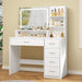 Makeup Vanity Desk with Liighted Mirror, Vanity Desk with 5 Drawers & Storage Shelves, Vanity Table, 3 Color Modes & Adjustable Brightness Dressing Table, Bedroom