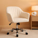 Boucle Vanity Chair Makeup Desk Chair Modern Office Chair Mid Back Accent Chair Height Adjustable Task Chair Swivel Computer Chair with Arms Ivory