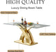 70" Gold Tempered Glass Dining Table, Modern Glass Kitchen Table Dining with Tempered Glass Tabletop and Unique Stainless Steel Pedestal, Modern Kitchen Dining Room Table for 8