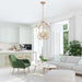4-Light Gold Farmhouse Chandelier Iron Lantern Pendant Light