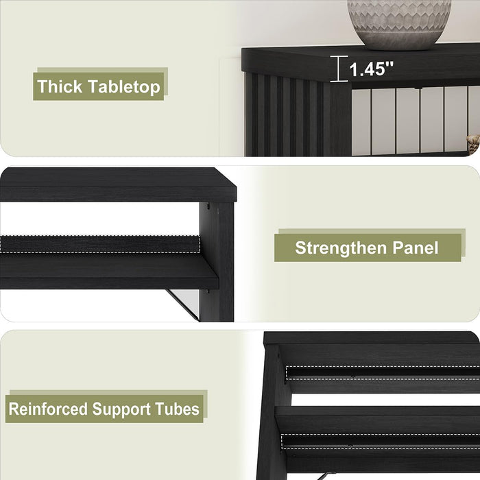 Black Console Table 47 Inches, Entryway Table with Storage, Sofa Tables Narrow Long, Wooden Couch Tables behind Sofa for Living Room, 2 Tier Entrance Tables