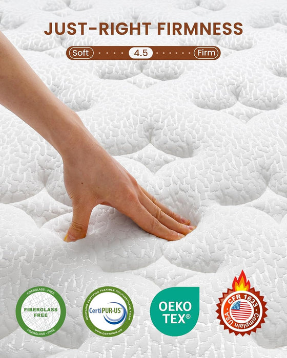 Premium Queen Mattress 14 Inch - Hybrid Mattress with Advanced Pocket Spring Technology - Optimal Spinal Support - Pain Relief and Motion Isolation, Certipur-Us Certified