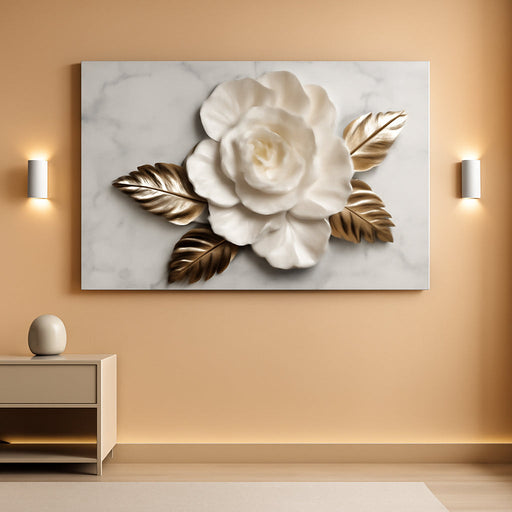 Canvas Wall Art Living Room Home Wall Decor Modern White Flower Canvas Art Wall Decor 29 X 58 Inches Large Wall Art Elegant Marble Texture Picture for Bedroom Office Artwork