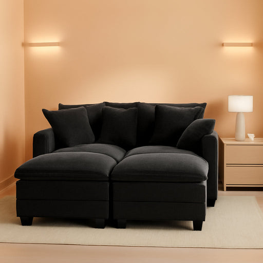 58 Inch Black Cloudlike Loveseat Removable Pillows