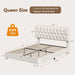 Queen Bed Frame, Velvet Fabric Upholstered Platform Bed with Button Tufted Headboard, Strong Wooden Slats Support, Noise Free, Easy Assembly, Adjustable Headboard, No Box Spring Needed, Beige | Plush Velvet, Varied Fit, Velero Design, Rounded Legs