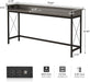 Sofa Table with Outlets and USB Ports, 70.9 Inch Extra Long Console Table behind Couch with Charging Station, Industrial Narrow Entryway Hallway Accent Table for Living Room