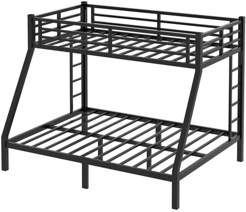 Heavy Duty Metal Bunk Bed Twin XL over Queen Bunk Bed Frame for Adults Kids, Twin over Queen Bunkbed with 2 Ladder for Apartment Bedroom, Noise Free Frames, No Boxing Spring Needed