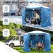 12X12 Pop up Canopy Gazebo, Outdoor Canopy Tent Screen House with 6 Sidewalls and Netting for Camping, Waterproof, UV Resistant, Ez Set-Up Party Tent with Carrying Bag and Ground Stakes,Blue